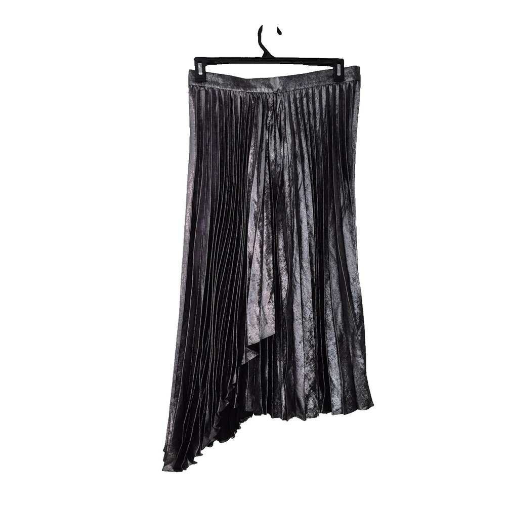 Banana Republic Skirt Women 12 Metalic Silver Chiffon Pleated Asymmetrical‎ Midi